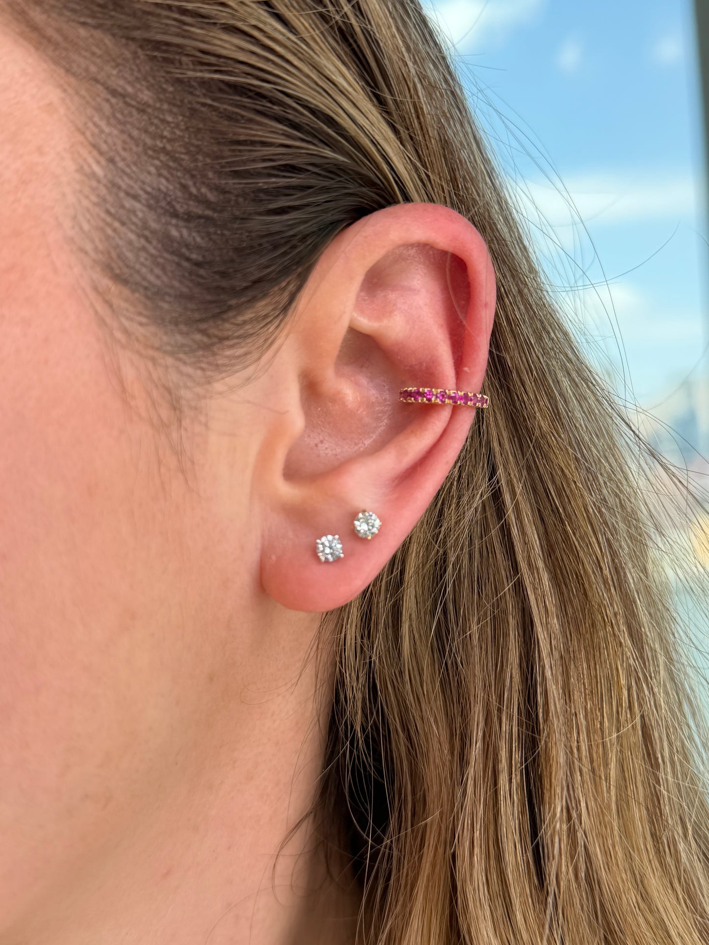 Pink Sapphire Ear Cuff — 14K Yellow Gold