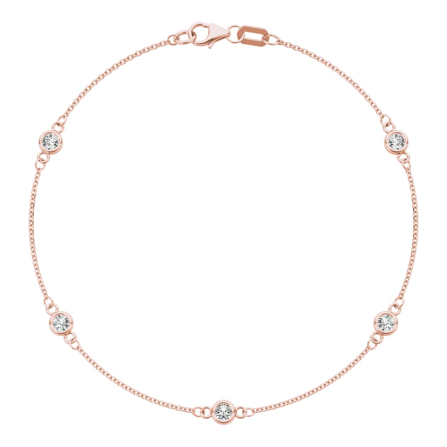 Diamond Bezel Station Bracelet — 14K Gold