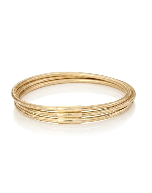 Triple Mesh Stretch Bangle — 14K Yellow Gold