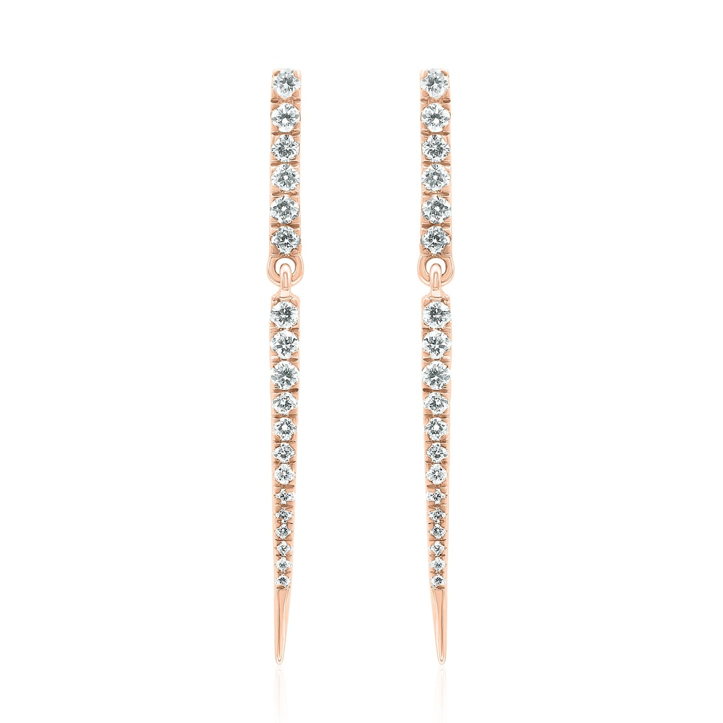 Diamond Linear Bar Dangle Earrings — 14K Gold