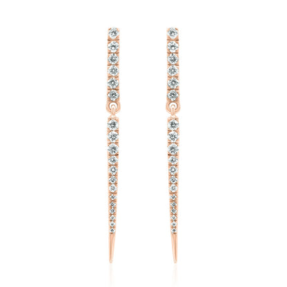 Diamond Linear Bar Dangle Earrings — 14K Gold
