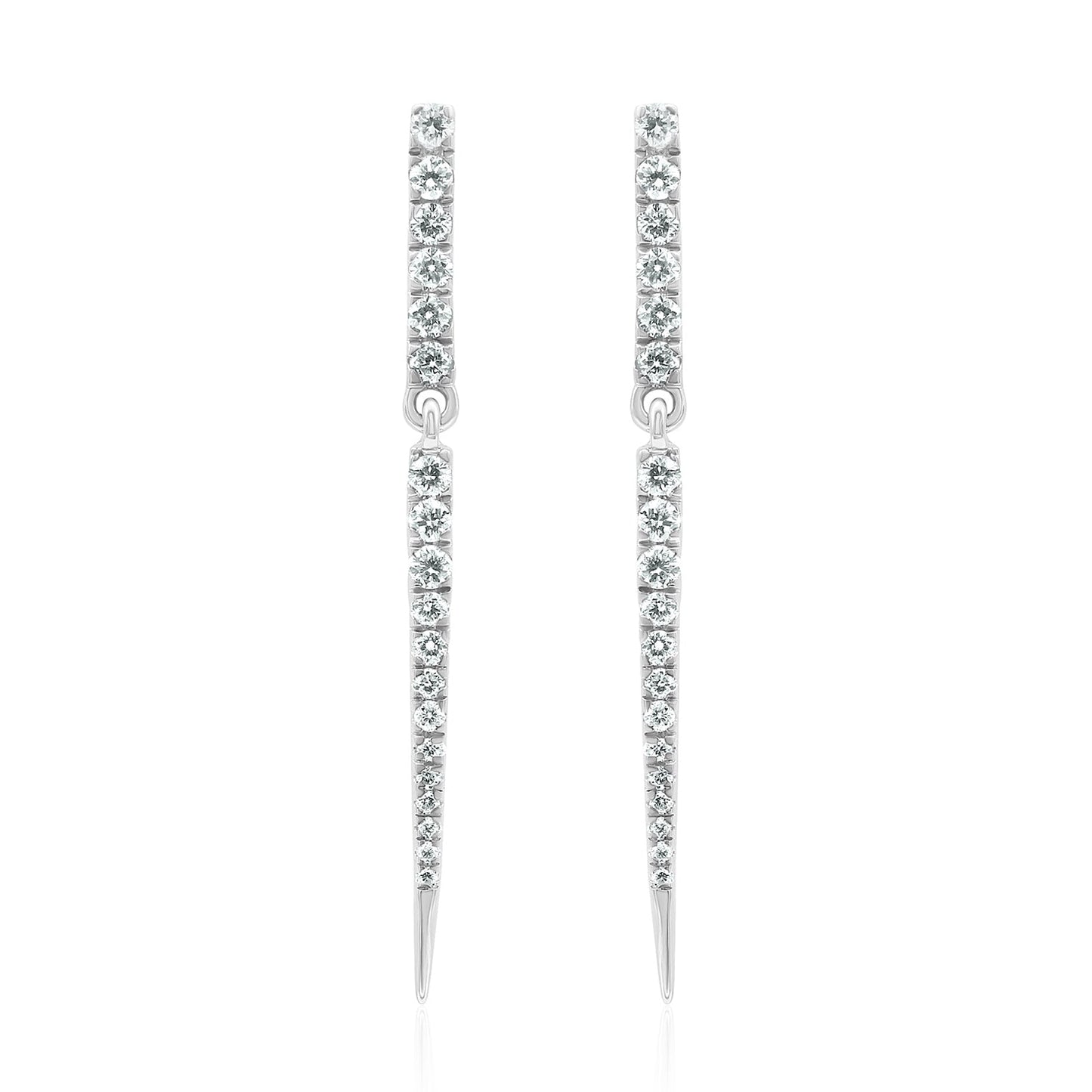 Diamond Linear Bar Dangle Earrings — 14K Gold
