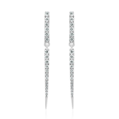 Diamond Linear Bar Dangle Earrings — 14K Gold