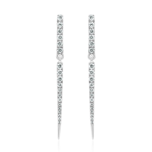 Diamond Linear Bar Dangle Earrings — 14K Gold