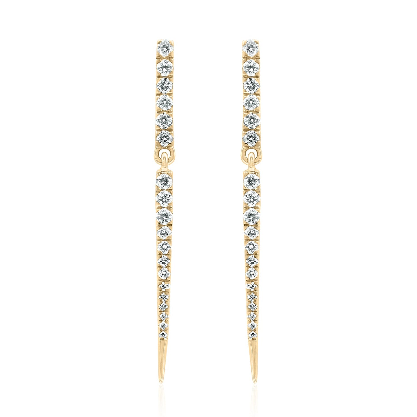 Diamond Linear Bar Dangle Earrings — 14K Gold