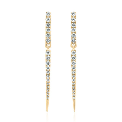 Diamond Linear Bar Dangle Earrings — 14K Gold