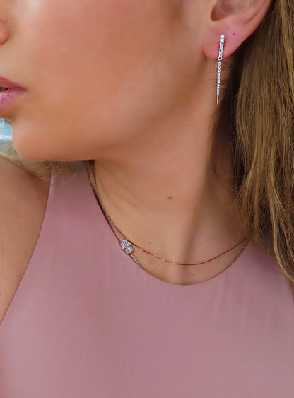 Diamond Linear Bar Dangle Earrings — 14K Gold