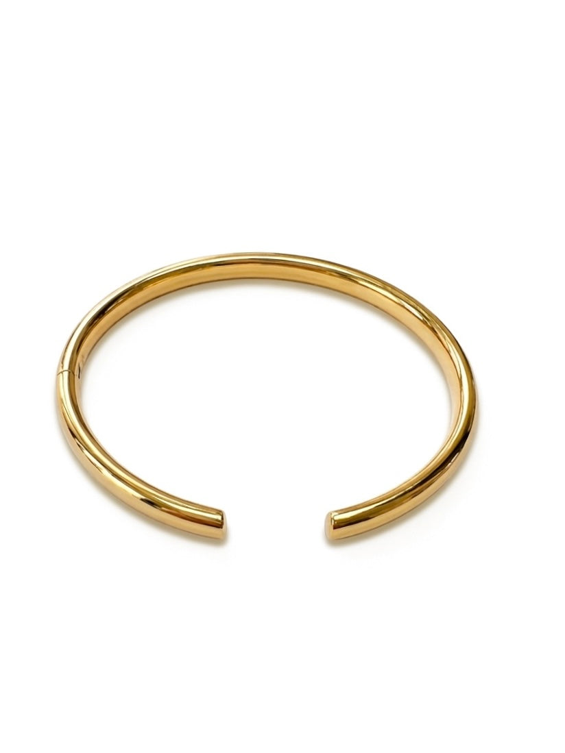 Open Cuff C Shape Hinged Bangle — 14K Yellow Gold