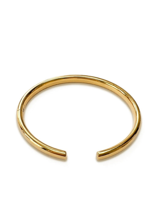 Open Cuff C Shape Hinged Bangle — 14K Yellow Gold