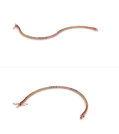 Rainbow Sapphire Tennis Bracelet — 14K Gold