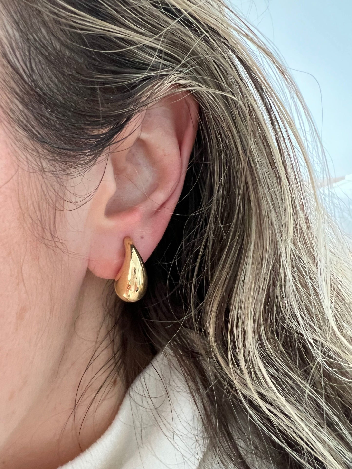 Teardrop Dome Earrings — 14K Yellow Gold