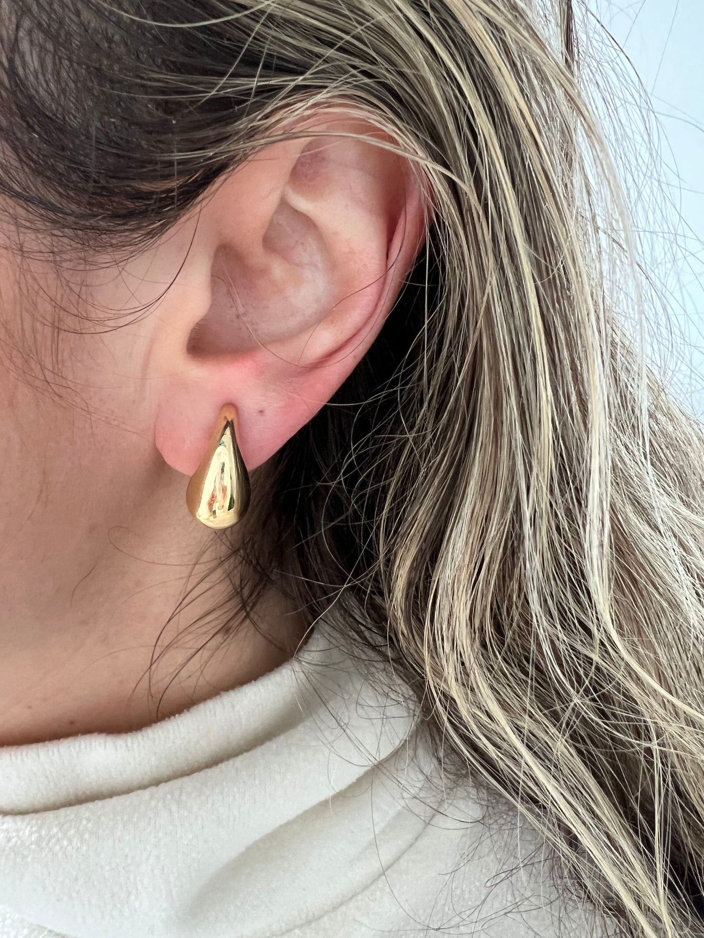 Teardrop Dome Earrings — 14K Yellow Gold