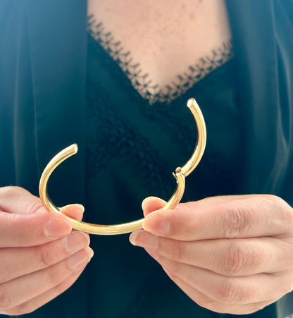 Open Cuff C Shape Hinged Bangle — 14K Yellow Gold