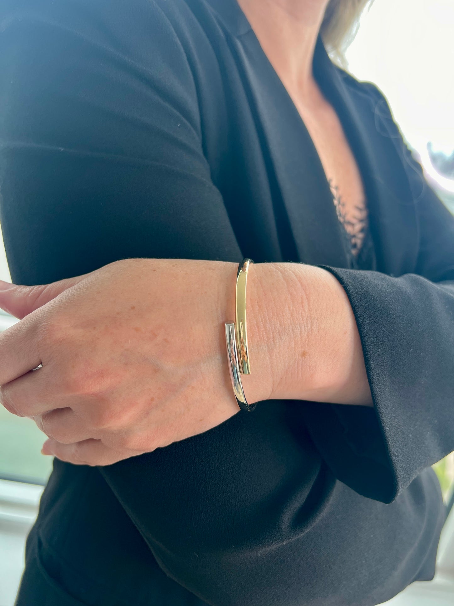 Two Tone Wrap Bangle — 14K Gold
