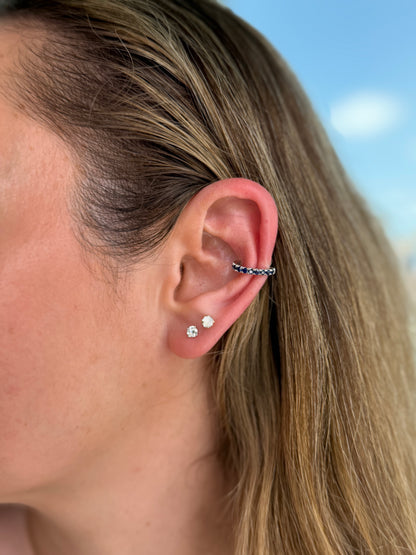 Blue Sapphire Ear Cuff — 14K White Gold
