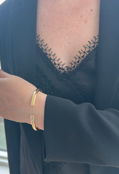 Open Cuff C Shape Hinged Bangle — 14K Yellow Gold