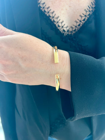 Open Cuff C Shape Hinged Bangle — 14K Yellow Gold