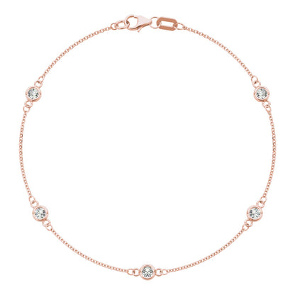 Diamond Bezel Station Bracelet — 14K Gold