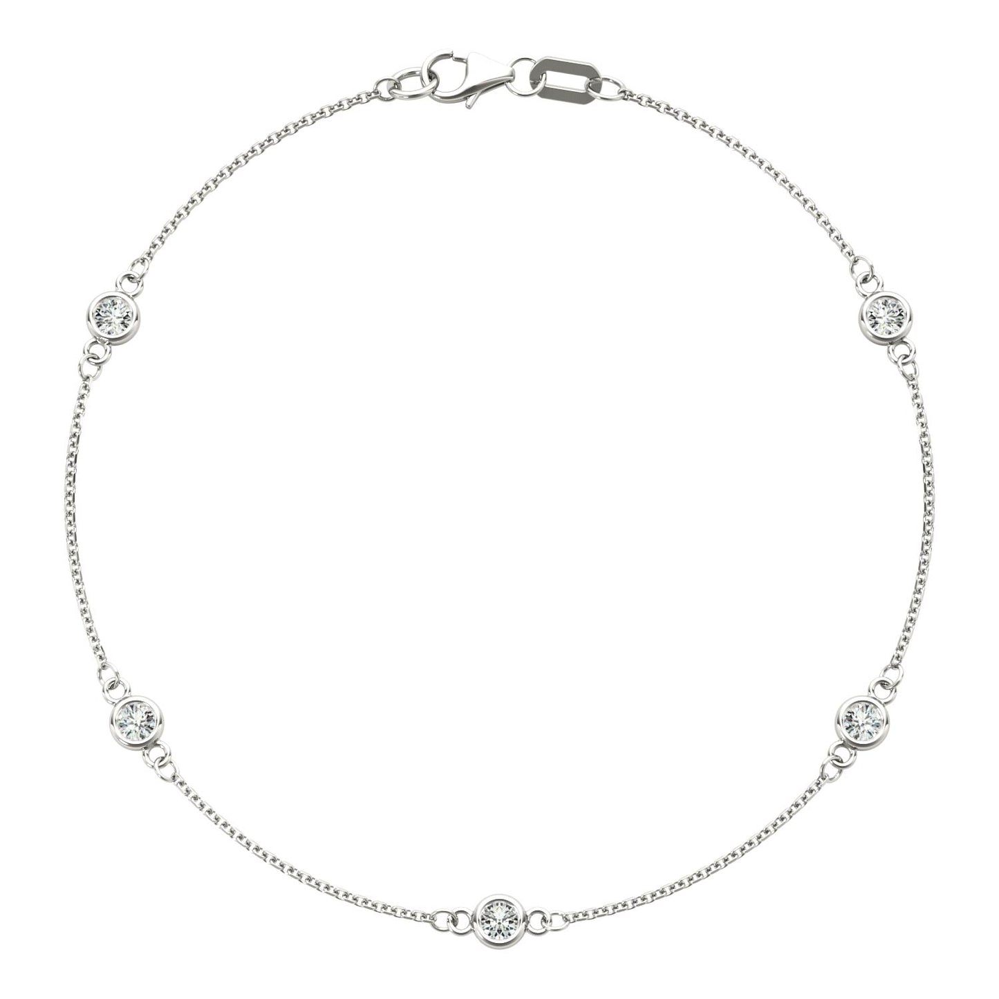 Diamond Bezel Station Bracelet — 14K Gold
