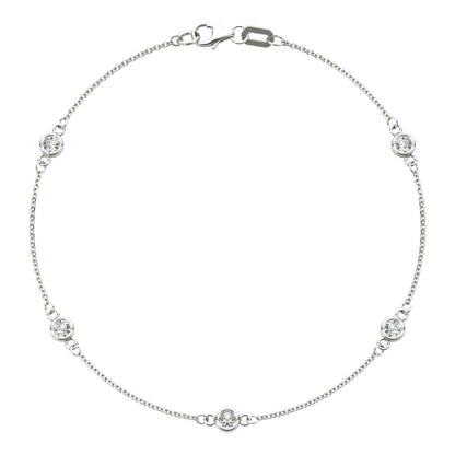 Diamond Bezel Station Bracelet — 14K Gold