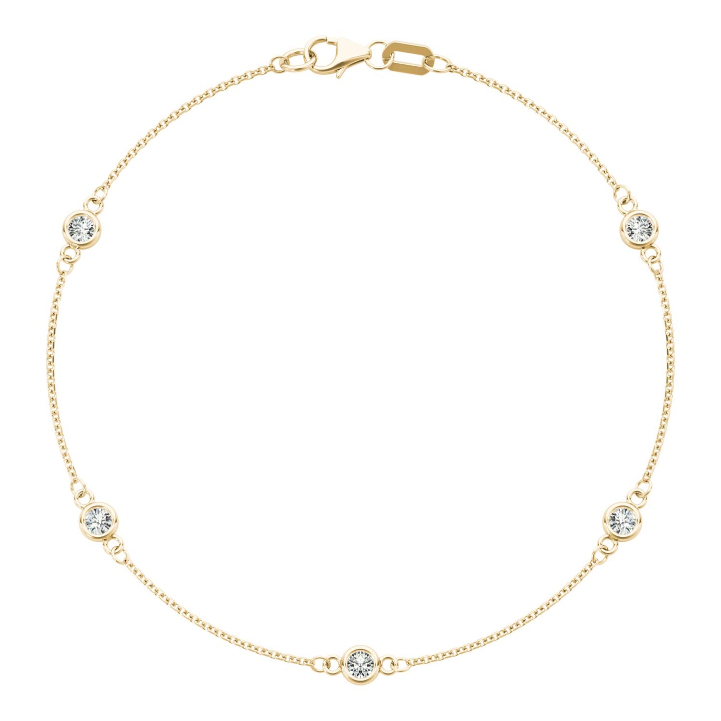 Diamond Bezel Station Bracelet — 14K Gold