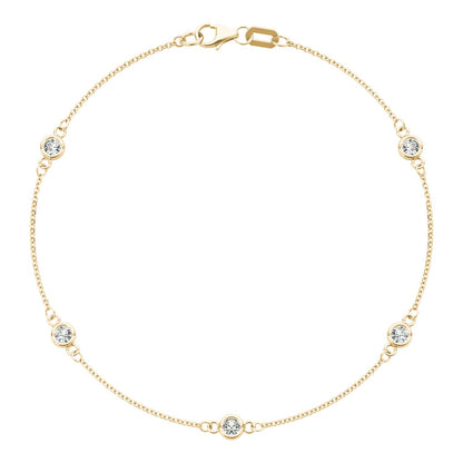 Diamond Bezel Station Bracelet — 14K Gold