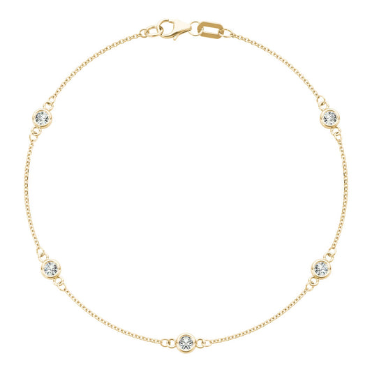 Diamond Bezel Station Bracelet — 14K Gold