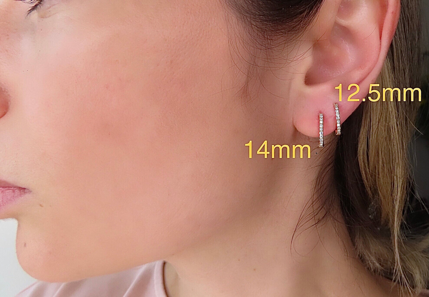 Diamond Huggie Hoop Earrings — 14K Yellow Gold