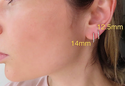 Diamond Huggie Hoop Earrings — 14K Yellow Gold