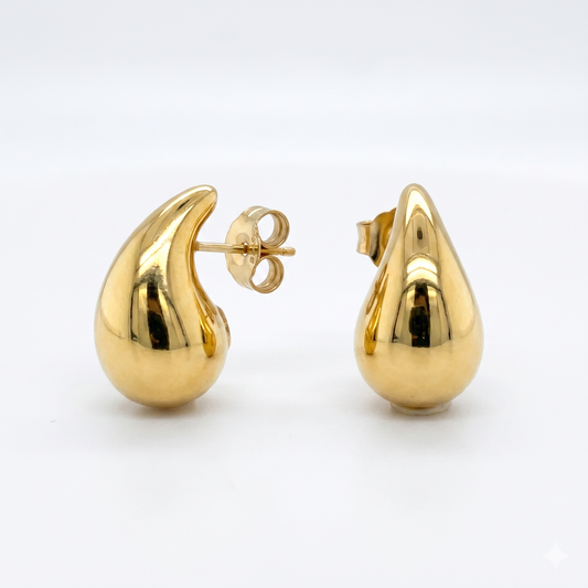 Teardrop Dome Earrings — 14K Yellow Gold
