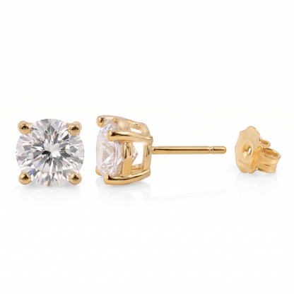 Diamond Stud Earrings — 14K Gold