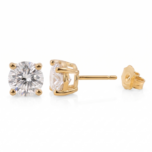 Diamond Stud Earrings — 14K Gold