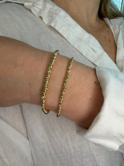 DIAMOND-CUT BEAD BRACELET - 14K YELLOW GOLD