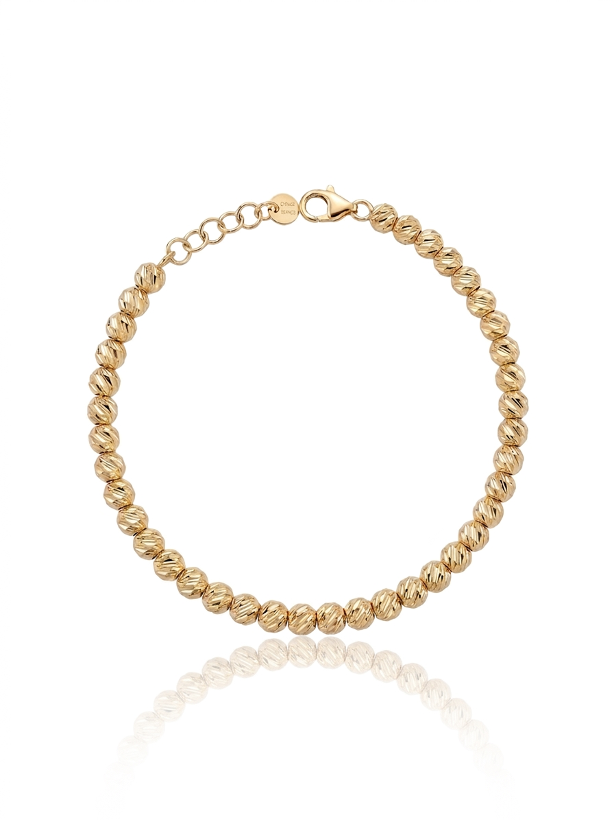 DIAMOND-CUT BEAD BRACELET - 14K YELLOW GOLD