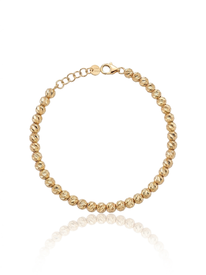DIAMOND-CUT BEAD BRACELET - 14K YELLOW GOLD