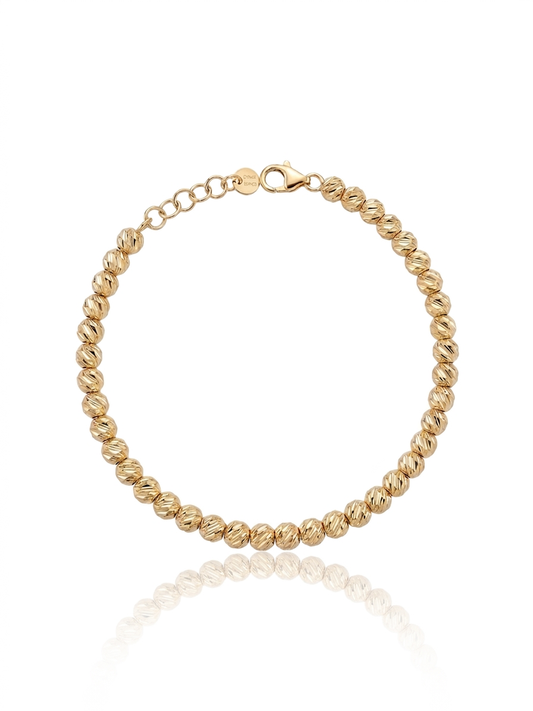 DIAMOND-CUT BEAD BRACELET - 14K YELLOW GOLD