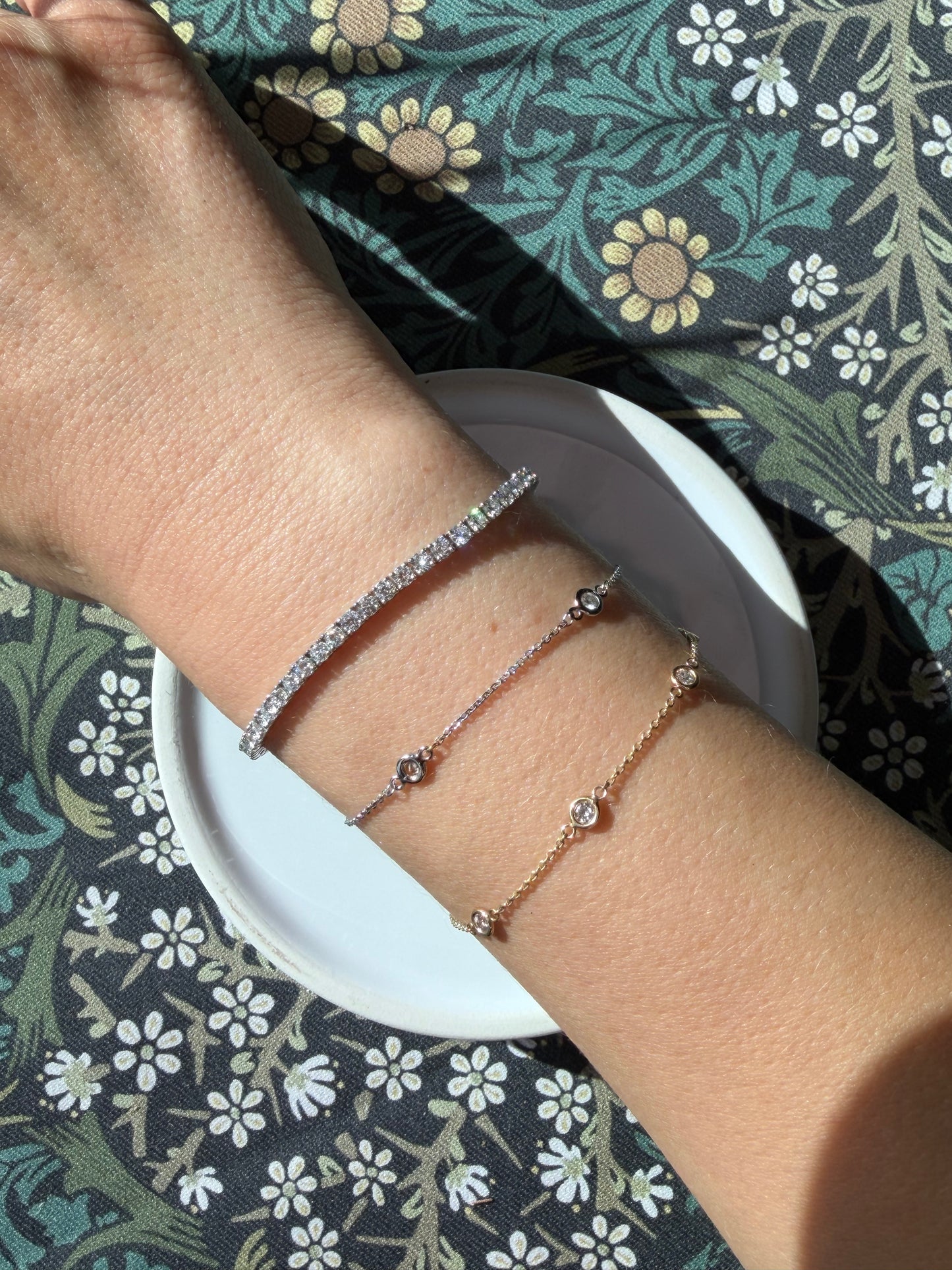 Diamond Bezel Station Bracelet — 14K Gold