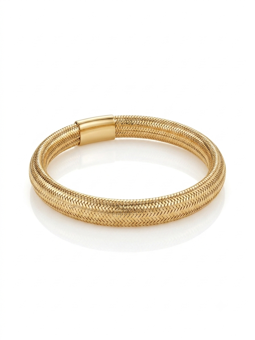 Gold Stretch Mesh Bangle — 14K Yellow Gold