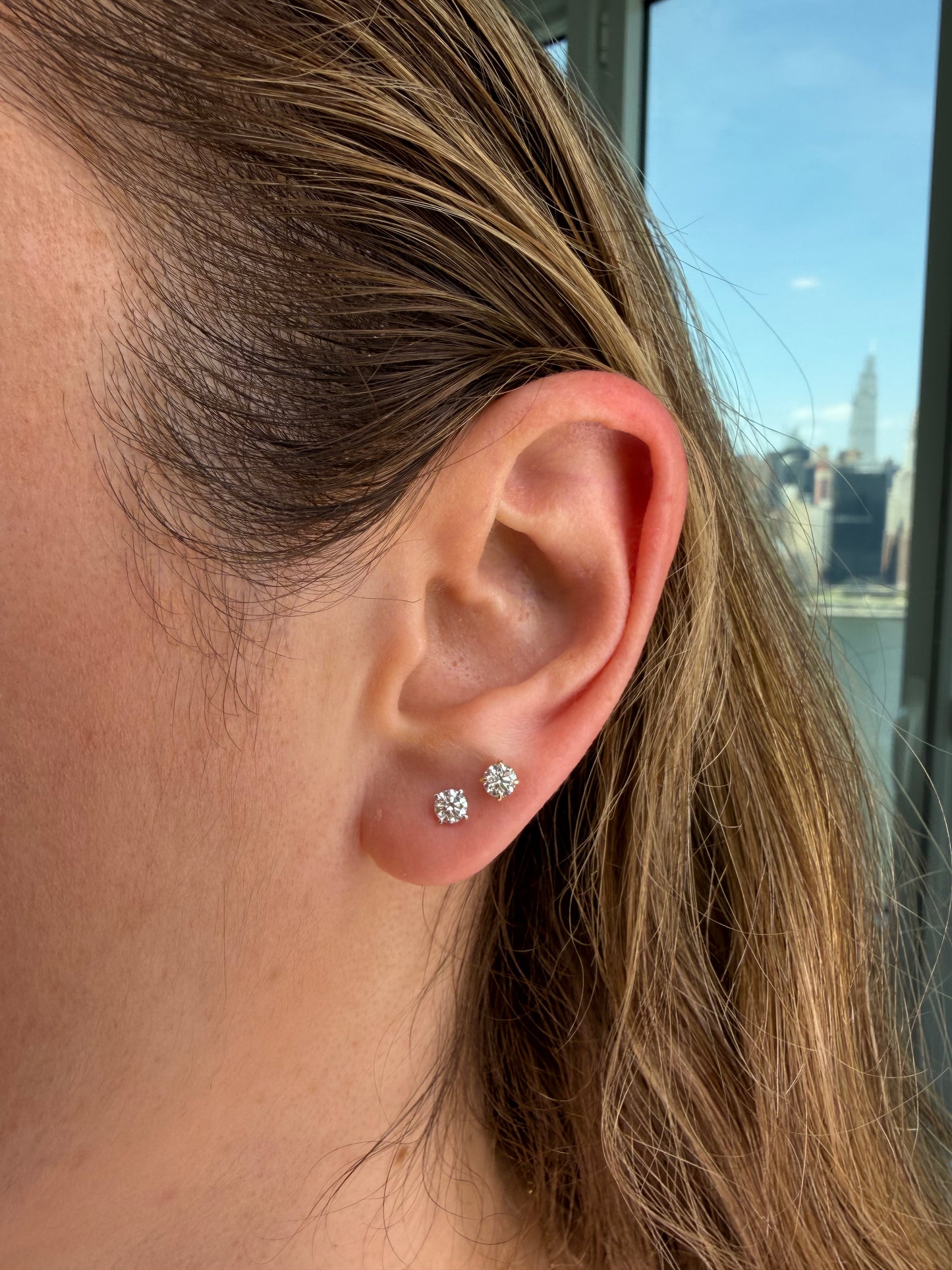 Diamond Stud Earrings — 14K Gold