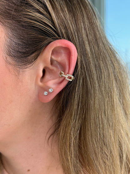 Diamond Link Ear Cuff — 14K Yellow Gold