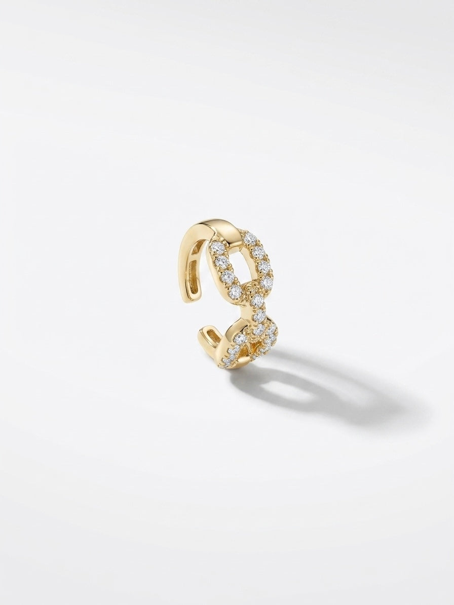 Diamond Link Ear Cuff — 14K Yellow Gold