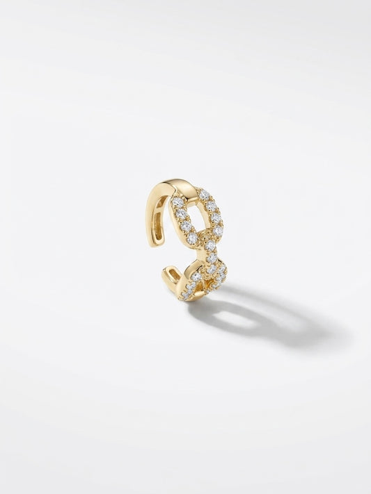 Diamond Link Ear Cuff — 14K Yellow Gold