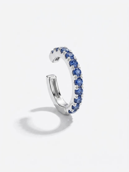 Blue Sapphire Ear Cuff — 14K White Gold