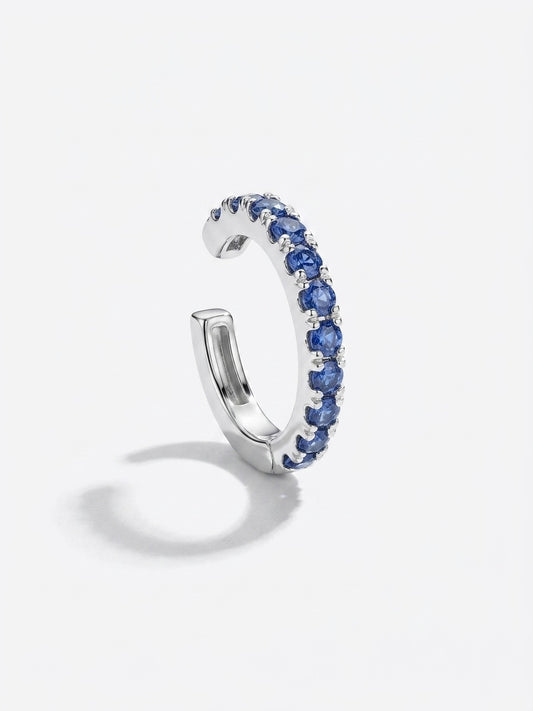 Blue Sapphire Ear Cuff — 14K White Gold