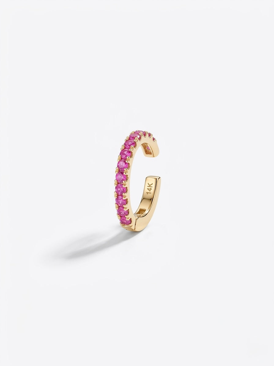 Pink Sapphire Ear Cuff — 14K Yellow Gold