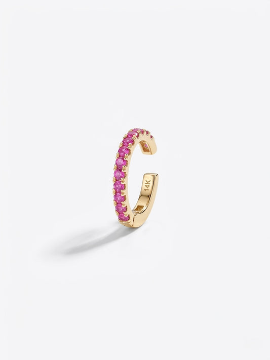 Pink Sapphire Ear Cuff — 14K Yellow Gold