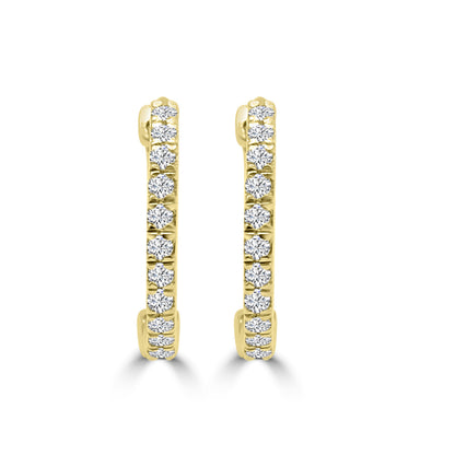 Diamond Huggie Hoop Earrings — 14K Yellow Gold