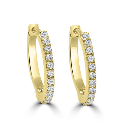 Diamond Huggie Hoop Earrings — 14K Yellow Gold