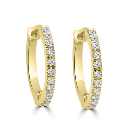 Diamond Huggie Hoop Earrings — 14K Yellow Gold