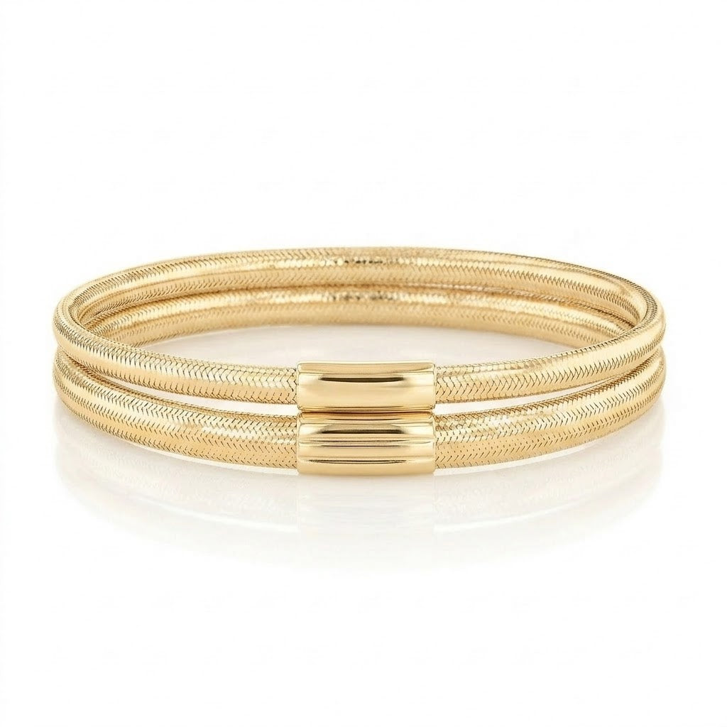 Gold Stretch Mesh Bangle — 14K Yellow Gold